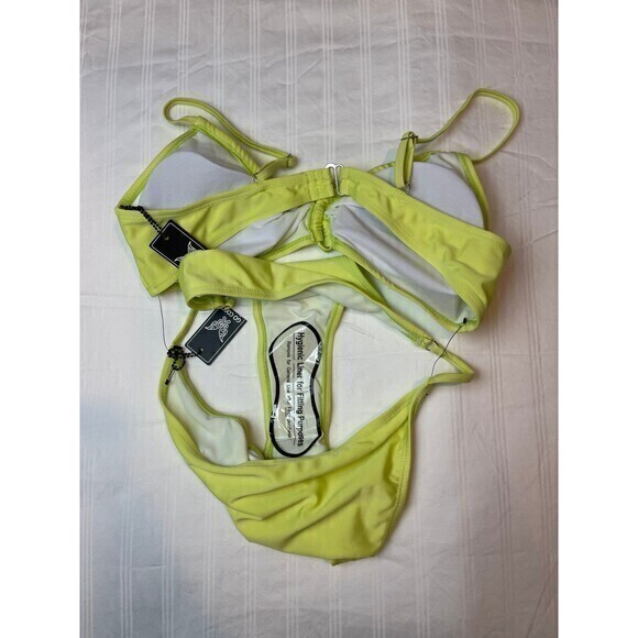 Go Coco Lime 2 Cut Out Top Piece Bikini  Size Large RefM033 - Picture 8 of 8